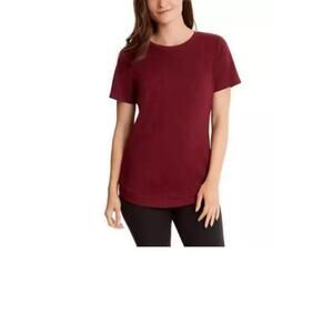 Danskin Womens Tulip Hem Tunic Shirt Top (GARNET, Size SMALL .AY